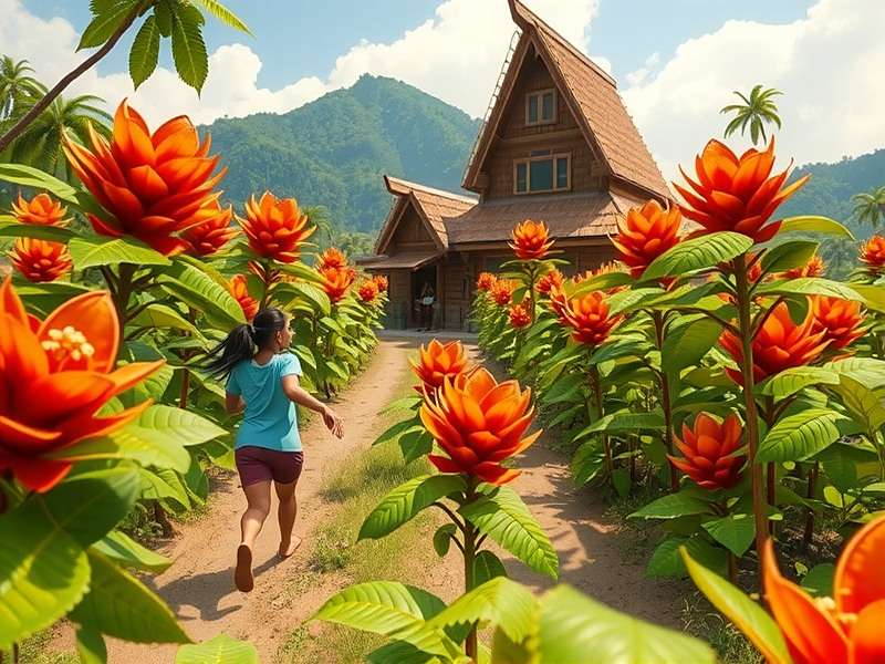 Cinnamon Chase gameplay showing Maya running through a Kerala cinnamon plantation