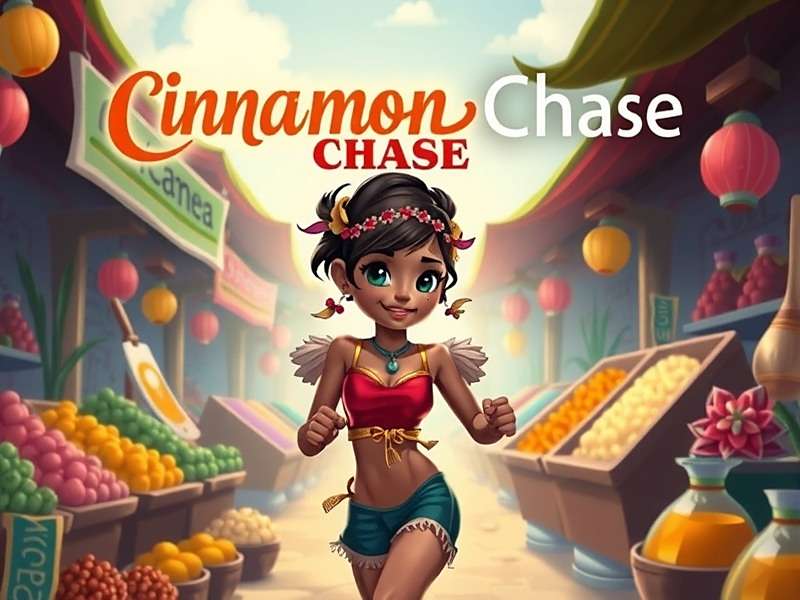 Cinnamon Chase game cover featuring Maya running through a vibrant spice market